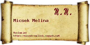 Micsek Melina névjegykártya